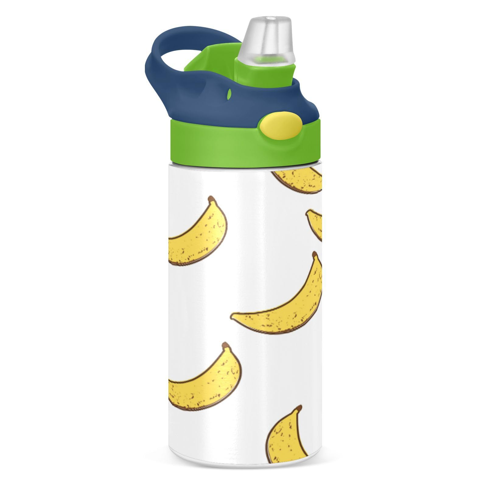 xigua Banana Pattern Kids Water Bottle,Vacuum Insulated Bottles with Straw Lid,Leakproof Stainless Steel Thermos Bottles for Girls and Boys