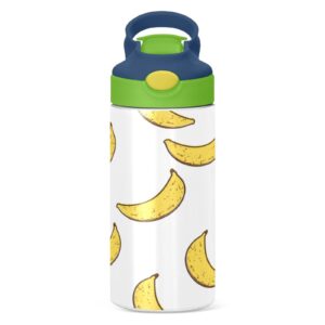 xigua Banana Pattern Kids Water Bottle,Vacuum Insulated Bottles with Straw Lid,Leakproof Stainless Steel Thermos Bottles for Girls and Boys