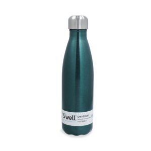 s'well original water bottle, green sapphire, 500ml. vacuum-insulated drinks bottle keeps drinks cold and hot - bpa-free stainless steel hydration bottle for on the go
