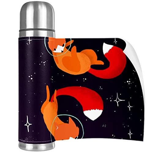 Insulated Water Bottle,Thermos for Hot Drinks,cartoon space fox,Coffee thermos Stainless Steel Water Bottle