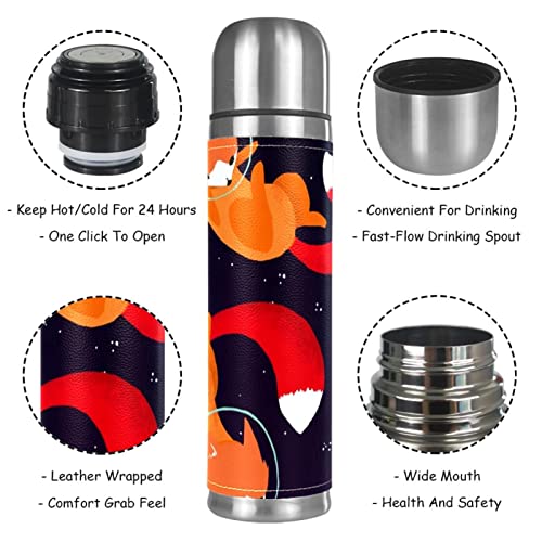 Insulated Water Bottle,Thermos for Hot Drinks,cartoon space fox,Coffee thermos Stainless Steel Water Bottle