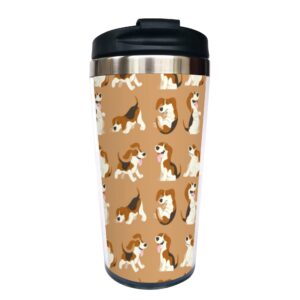 yipaidel beagle dog cartoon travel coffee cup for women, stainless steel mug for birthday mother's day gift 14 oz
