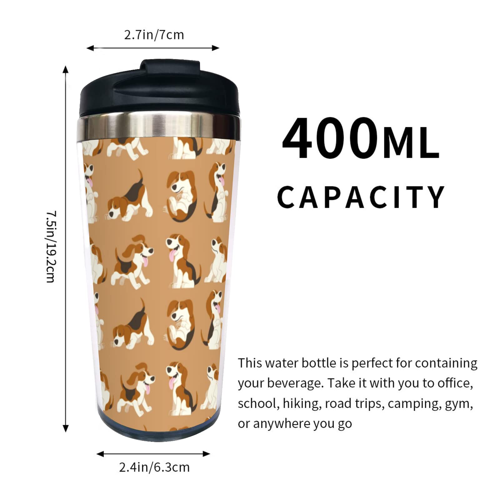 Yipaidel Beagle Dog Cartoon Travel Coffee Cup for Women, Stainless Steel Mug for Birthday Mother's Day Gift 14 OZ