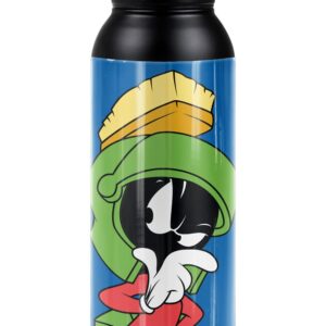 Looney Tunes OFFICIAL Marvin the Martian 24 oz Insulated Canteen Water Bottle, Leak Resistant, Vacuum Insulated Stainless Steel with Loop Cap, Black