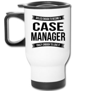 shirt luv case manager travel mug gifts - funny appreciation thank you for men women new job 14 oz mug white