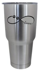 cup drinkware tumbler sticker - paw print infinity love dog animal lover pets - cool sticker decal