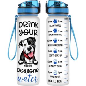 personalized dog lover water tracker bottle drink your dog gone water funny birthday gift for dog mom, dog lovers, dog owner 32 oz motivational water bottle with time marker leak-proof bpa free