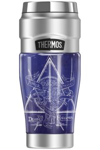 thermos harry potter deathly hallows logo stainless king stainless steel travel tumbler, vacuum insulated & double wall, 16oz