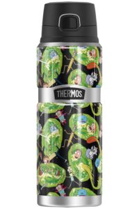 rick and morty portal mayhem thermos stainless king stainless steel drink bottle, vacuum insulated & double wall, 24oz