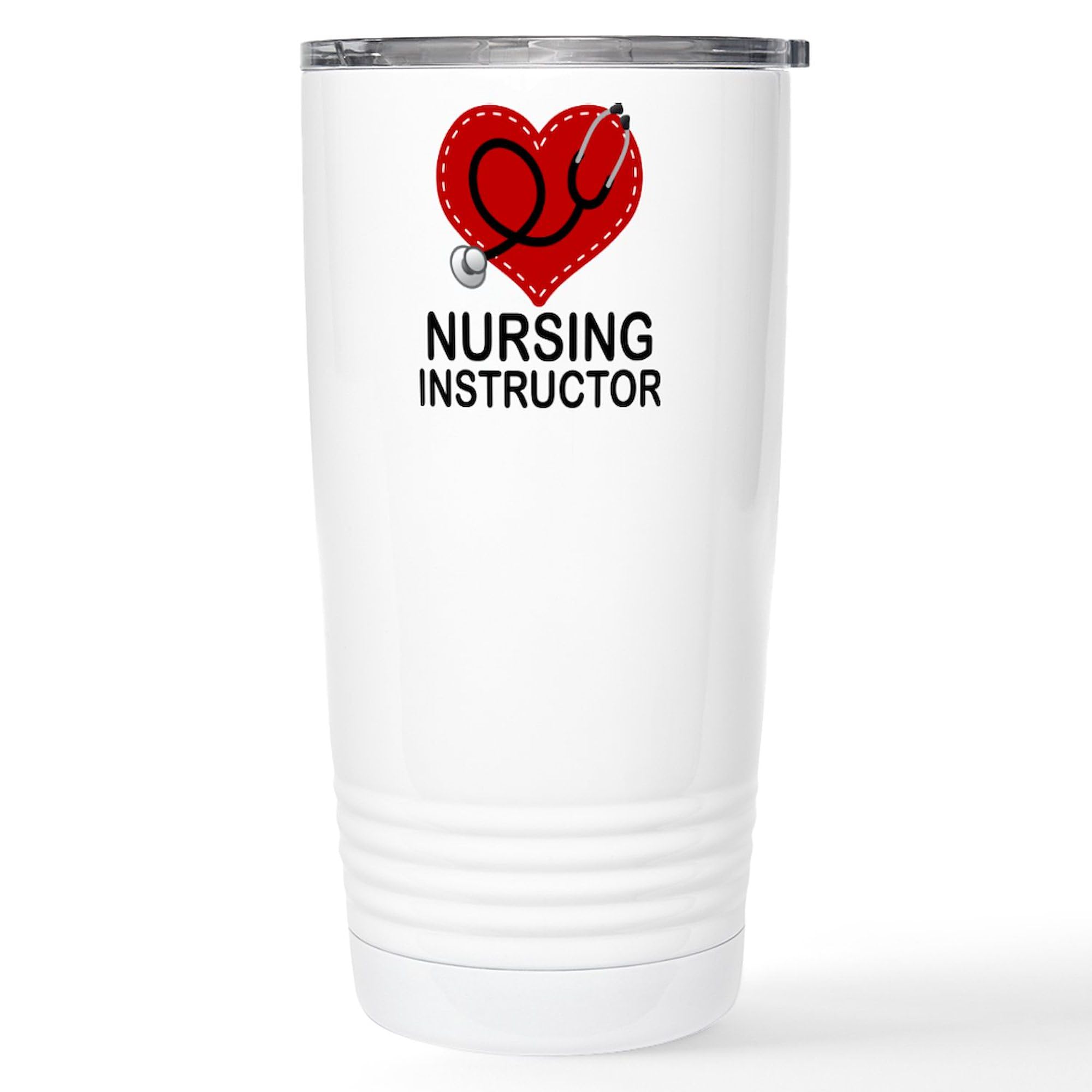 CafePress Nursing Instructor Heart Stainless Steel Travel Mu Stainless Steel Travel Mug, Insulated 20 oz. Coffee Tumbler