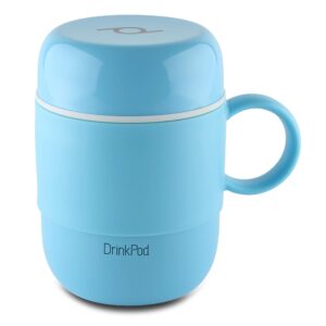 drinkpod lgb-280b vacuum insulated travel mug, stainless steel, blue, 280ml