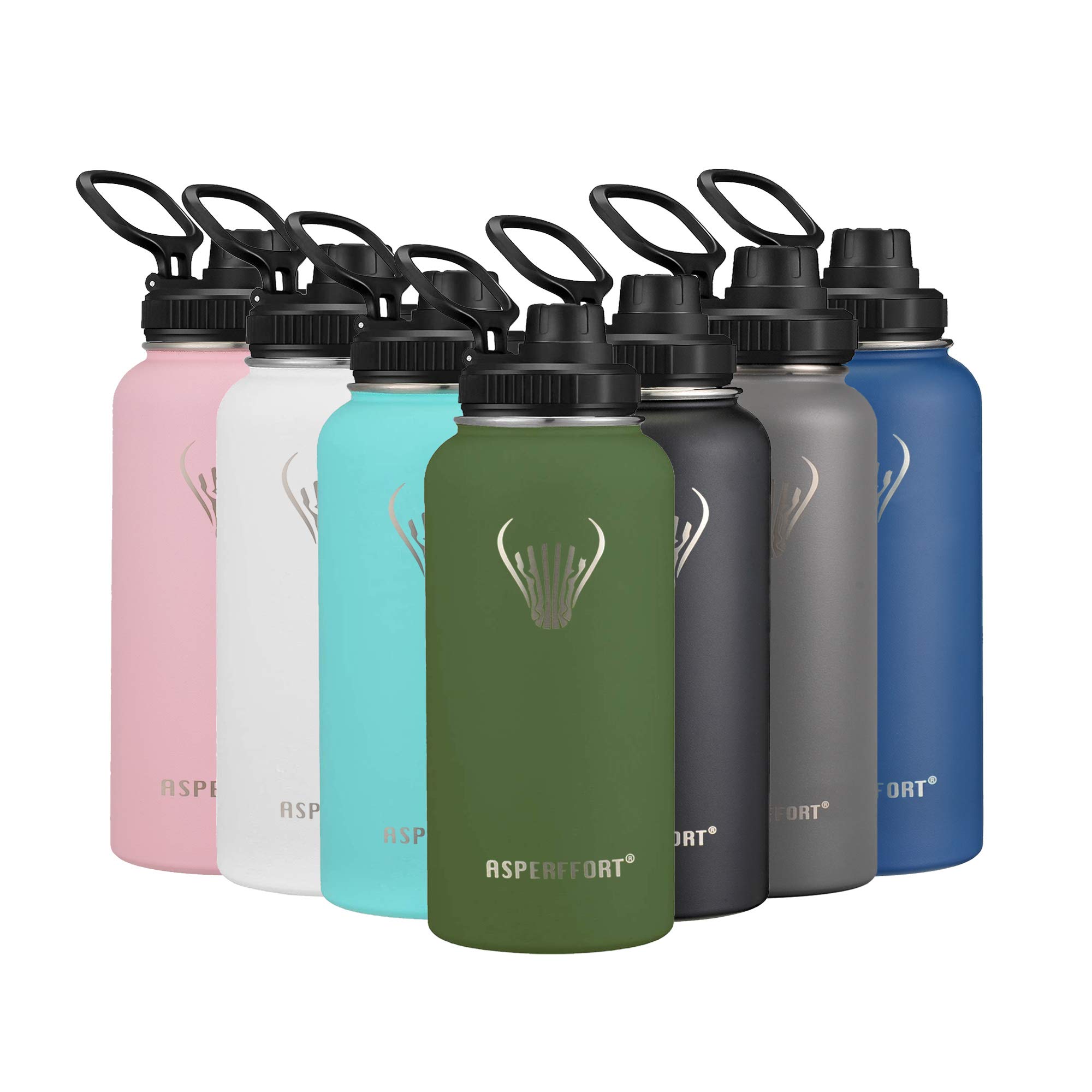 Stainless Steel Water Bottle With Straw Lid Double Walled Vacuum Insulated Metal Thermos Flask Leakproof 32OZ Army Green