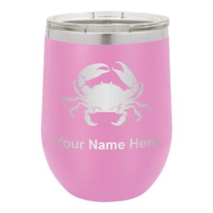 skunkwerkz wine glass tumbler, crab, personalized engraving included (light purple)