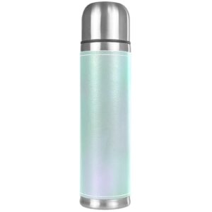 stainless steel leather vacuum insulated mug colorful texture thermos water bottle for hot and cold drinks kids adults 16 oz