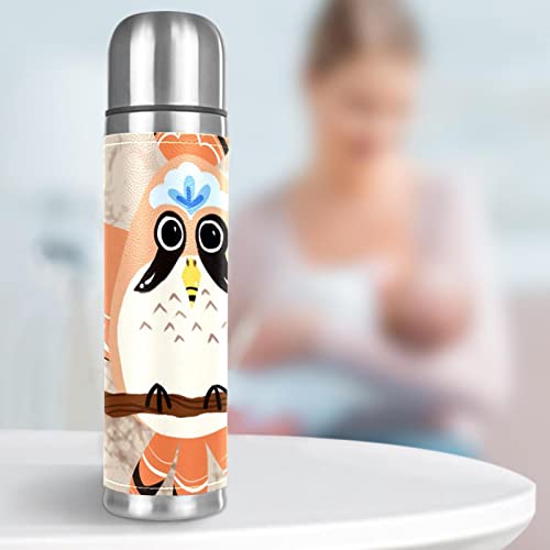 Stainless Steel Leather Vacuum Insulated Mug Bird Thermos Water Bottle for Hot and Cold Drinks Kids Adults 16 Oz