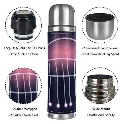 Stainless Steel Leather Vacuum Insulated Mug Jellyfish Thermos Water Bottle for Hot and Cold Drinks Kids Adults 16 Oz