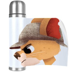 Stainless Steel Leather Vacuum Insulated Mug Animal Thermos Water Bottle for Hot and Cold Drinks Kids Adults 16 Oz