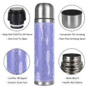 Stainless Steel Leather Vacuum Insulated Mug Abstract Thermos Water Bottle for Hot and Cold Drinks Kids Adults 16 Oz