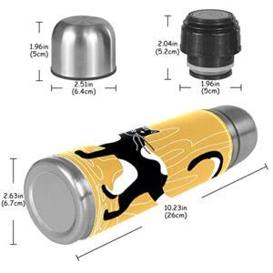 Stainless Steel Leather Vacuum Insulated Mug Cat Thermos Water Bottle for Hot and Cold Drinks Kids Adults 16 Oz