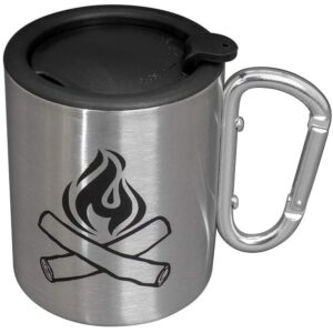 iron and glory stainless steel camping mug travel mug with carabiner clip easy to pack camping accessories double walled stainless steel coffee mug