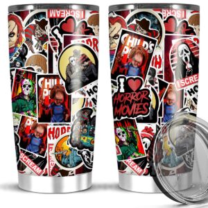 stainless steel tumbler vacuum 20 30 oz horror gift movies event mug glass friends christmas bottle suitable with hot or iced coffee tea wine water frappe cocktail