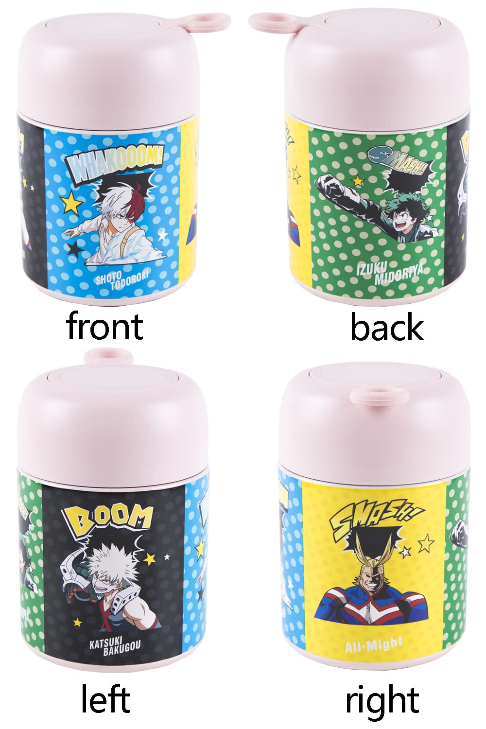 Maxerkeep Japanese Anime todoroki Deku izuku midoriya Bakugo 17oz Vacuum Insulated Soup Flask, Stainless Steel Lunch Container for Hot Food,Food Jar for Toddlers & Kids