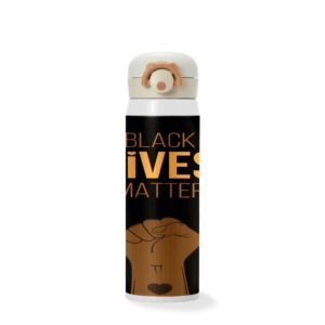 kids water bottle black lives matter stainless steel travel mug for school lunch vacuum insulated cups flask with locking push-button lid (17 oz)