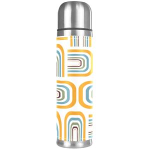 stainless steel leather vacuum insulated mug rainbow thermos water bottle for hot and cold drinks kids adults 16 oz