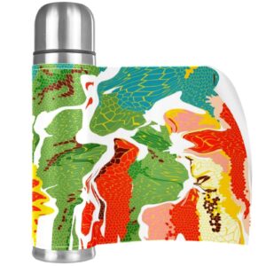 Stainless Steel Leather Vacuum Insulated Mug Abstract Thermos Water Bottle for Hot and Cold Drinks Kids Adults 16 Oz