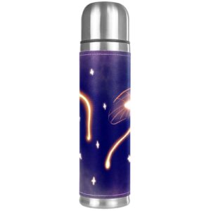stainless steel leather vacuum insulated mug jellyfish thermos water bottle for hot and cold drinks kids adults 16 oz