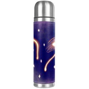 Stainless Steel Leather Vacuum Insulated Mug Jellyfish Thermos Water Bottle for Hot and Cold Drinks Kids Adults 16 Oz