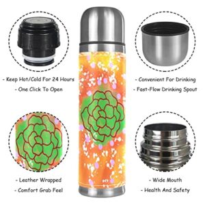 Stainless Steel Leather Vacuum Insulated Mug Abstract Thermos Water Bottle for Hot and Cold Drinks Kids Adults 16 Oz