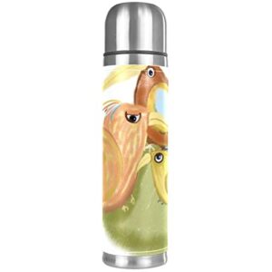 stainless steel leather vacuum insulated mug bird thermos water bottle for hot and cold drinks kids adults 16 oz