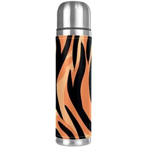 stainless steel leather vacuum insulated mug tiger texture thermos water bottle for hot and cold drinks kids adults 16 oz