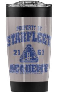 star trek old school athletic starfleet academy stainless steel tumbler 20 oz coffee travel mug/cup, vacuum insulated & double wall with leakproof sliding lid | great for hot drinks and cold beverages