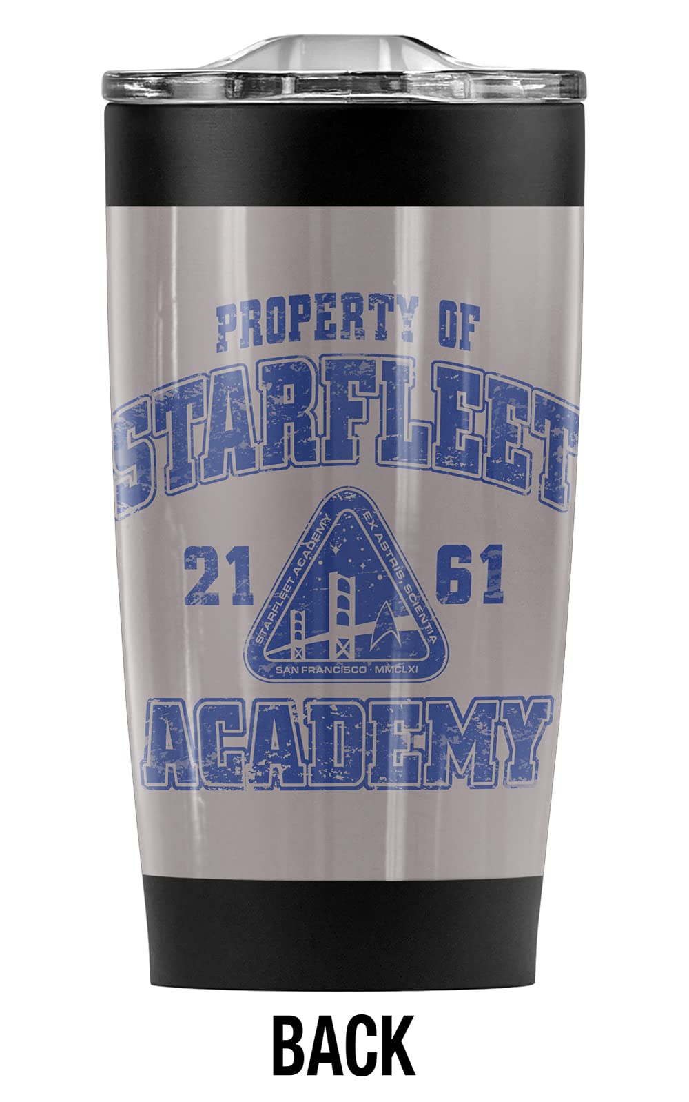 Star Trek Old School Athletic Starfleet Academy Stainless Steel Tumbler 20 oz Coffee Travel Mug/Cup, Vacuum Insulated & Double Wall with Leakproof Sliding Lid | Great for Hot Drinks and Cold Beverages