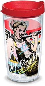 tervis 1345088 warner brothers - birds of prey harley quinn insulated tumbler with wrap and red lid, 16oz, clear