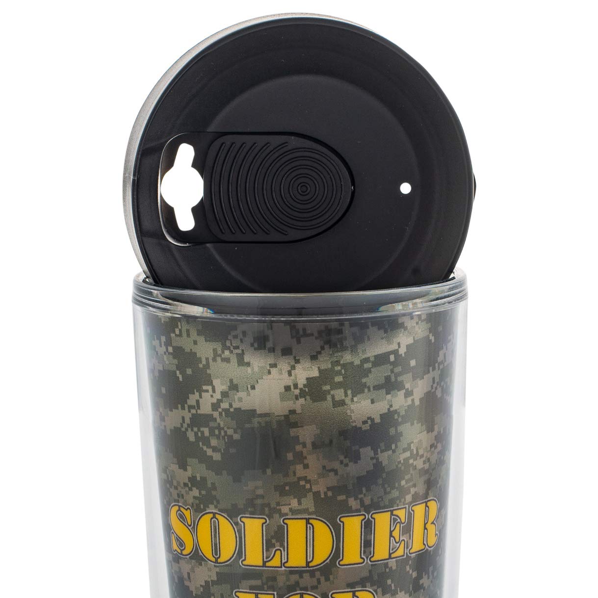 Signature Tumblers US Army Wrap on Camouflage 16 Ounce Double-Walled Travel Tumbler Mug with Black Easy Sip Lid