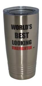 rogue river tactical funny firefighter 20 oz. travel tumbler mug cup w/lid vacuum insulated best looking fire fighter department fd fireman gift