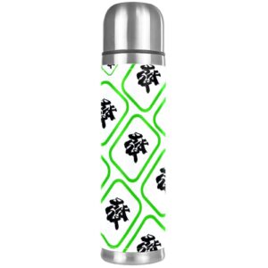 stainless steel leather vacuum insulated mug mahjong thermos water bottle for hot and cold drinks kids adults 16 oz