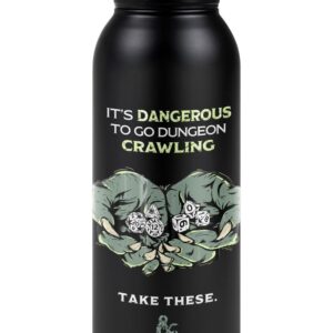 Dungeons & Dragons OFFICIAL Dangerous To Go Alone 24 oz Insulated Canteen Water Bottle, Leak Resistant, Vacuum Insulated Stainless Steel with Loop Cap