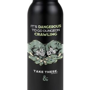 Dungeons & Dragons OFFICIAL Dangerous To Go Alone 24 oz Insulated Canteen Water Bottle, Leak Resistant, Vacuum Insulated Stainless Steel with Loop Cap