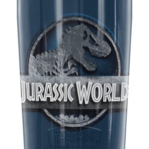 THERMOS Jurassic World Blue Metallic Logo GUARDIAN COLLECTION Stainless Steel Travel Tumbler, Vacuum insulated & Double Wall, 12 oz.