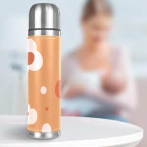 Stainless Steel Leather Vacuum Insulated Mug Flower Thermos Water Bottle for Hot and Cold Drinks Kids Adults 16 Oz