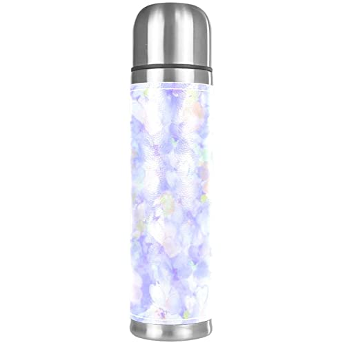 Stainless Steel Leather Vacuum Insulated Mug Flowers Thermos Water Bottle for Hot and Cold Drinks Kids Adults 16 Oz