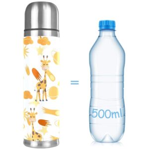 Stainless Steel Leather Vacuum Insulated Mug Giraffe Thermos Water Bottle for Hot and Cold Drinks Kids Adults 16 Oz