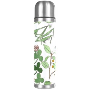 stainless steel leather vacuum insulated mug flower thermos water bottle for hot and cold drinks kids adults 16 oz