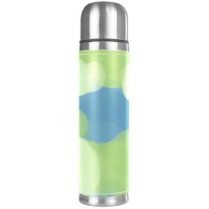 stainless steel leather vacuum insulated mug colorful clouds thermos water bottle for hot and cold drinks kids adults 16 oz