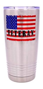rogue river tactical usa flag military veteran 20 oz. travel tumbler mug cup w/lid vacuum insulated hot or cold gift