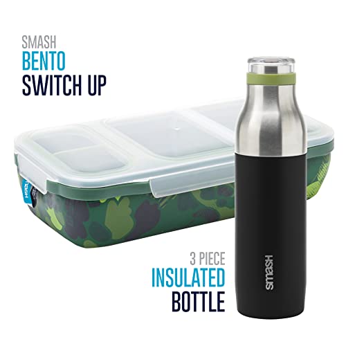 Smash Products Bento Switch Up with Bottle Camo - Leakproof with adjustable dividers and 16.9 fl oz Bottle Camouflage colored